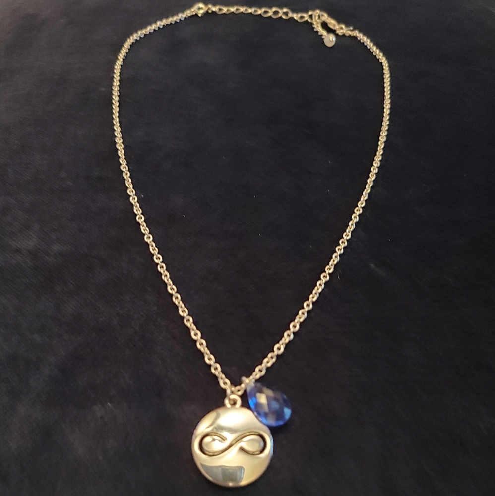 Necklace with Blue-Gem and Inifinity Pendant